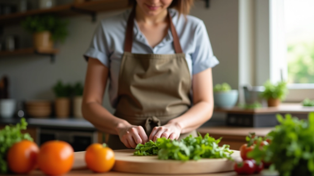 Mãos preparando vegetais frescos na cozinha com diferentes ingredientes sazonais